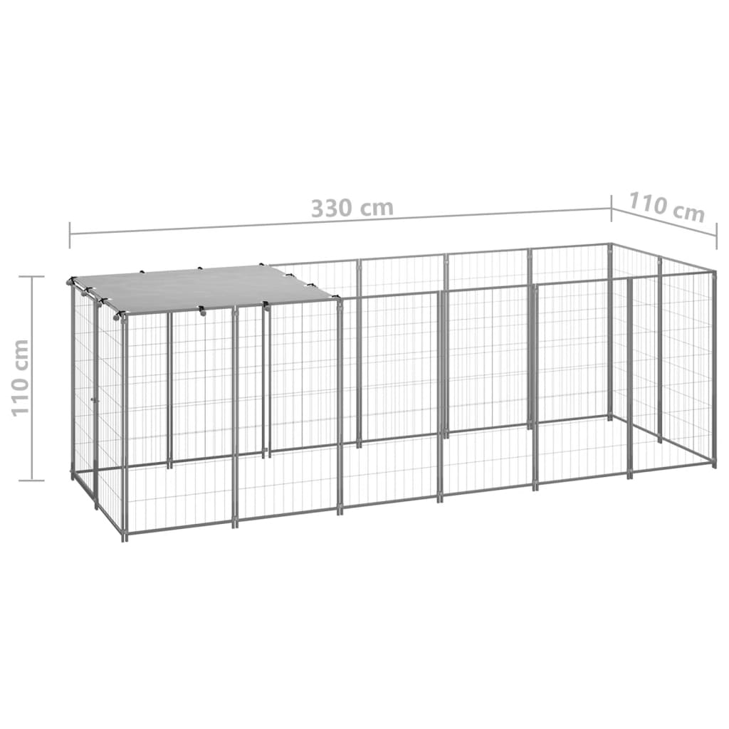 Hondenkennel 2,42 m² staal zilverkleurig