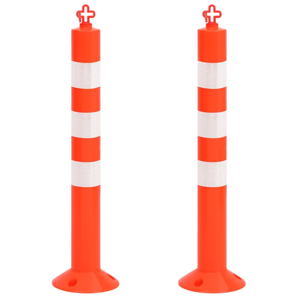 Bornes de signalisation avec chaîne 2 pcs 75 cm PE