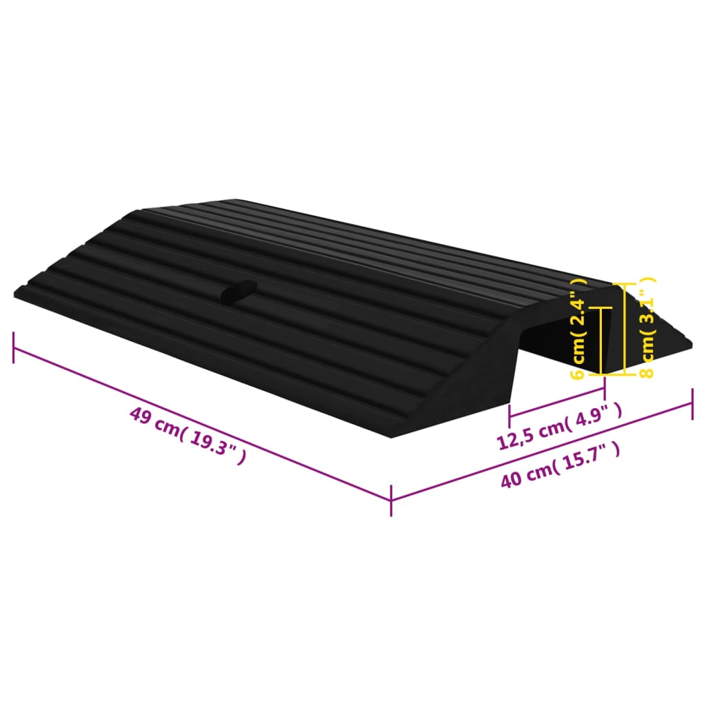 Drempelhulpen 2 st 110x21x2,5 cm rubber