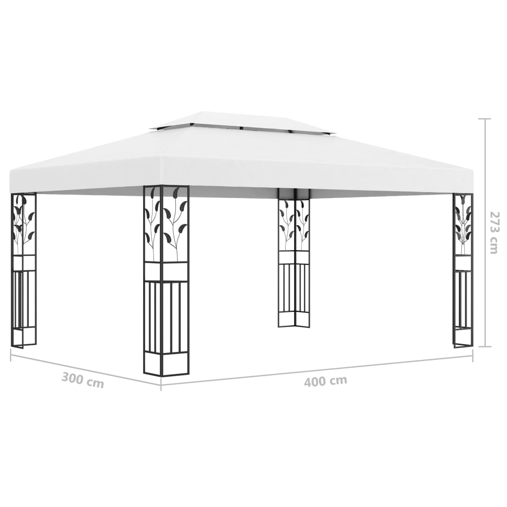 Prieel met dubbel dak en LED-lichtslinger 3x4 m