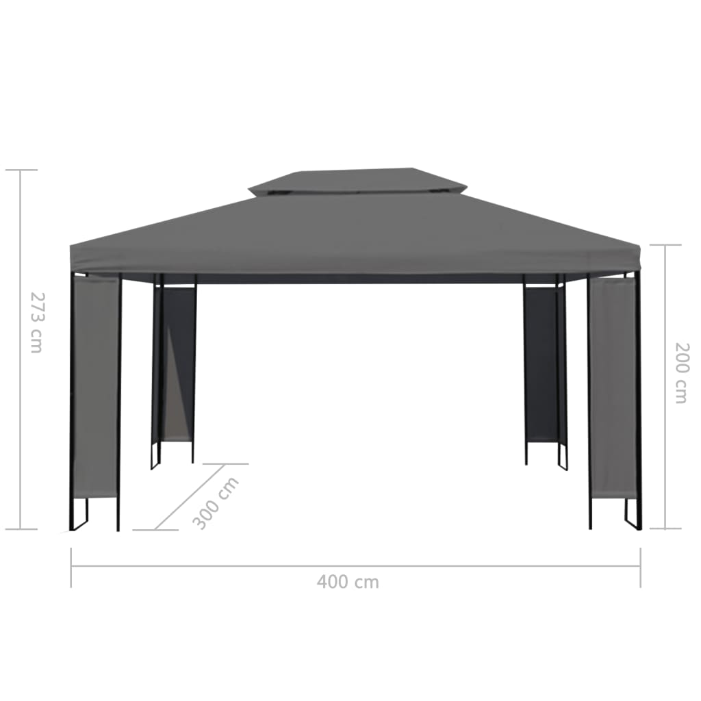 Tonnelle avec guirlande lumineuse LED 3x4 m anthracite