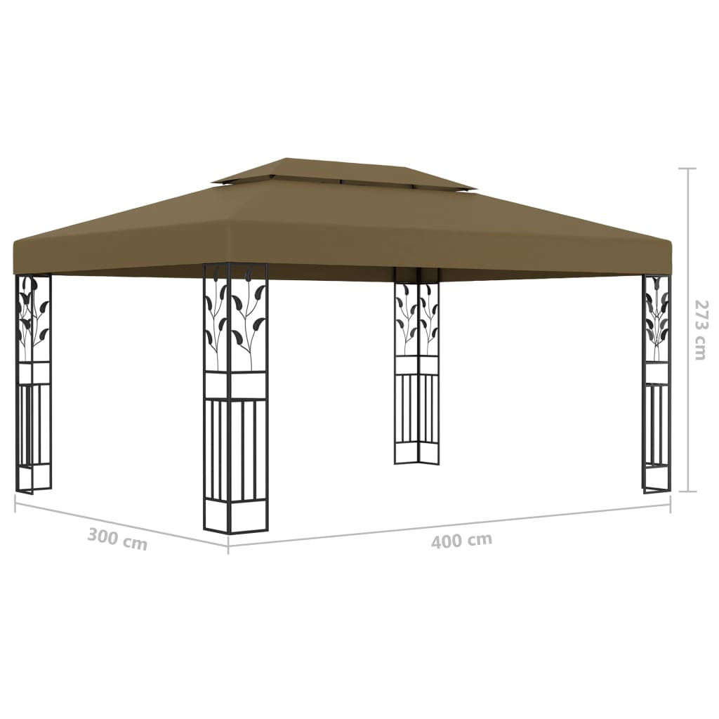 Prieel met dubbel dak en LED-lichtslinger 3x4 m