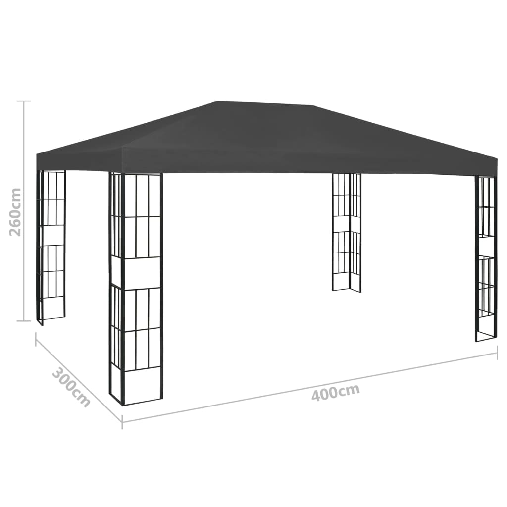 Prieel met LED-lichtslinger 3x4 m crèmekleurig