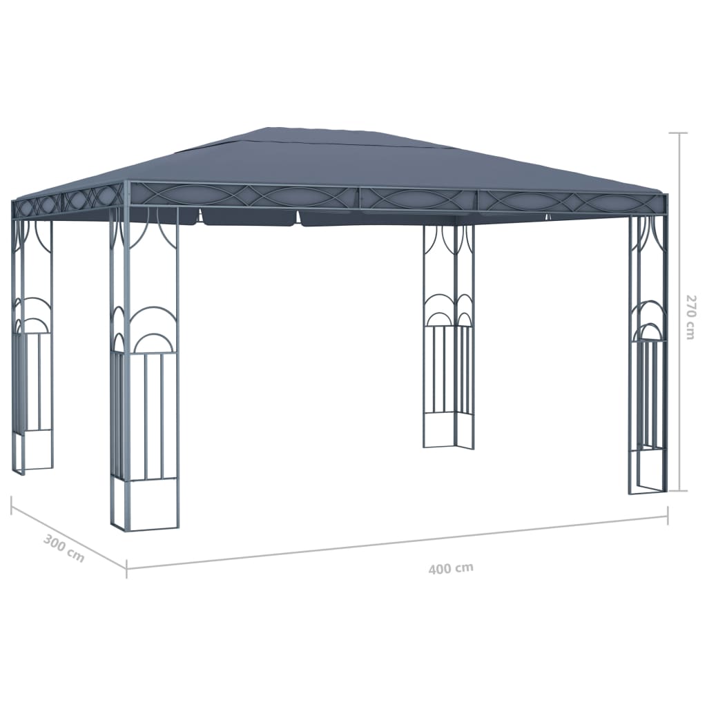 Prieel met LED-lichtslinger 300x300 cm antracietkleurig