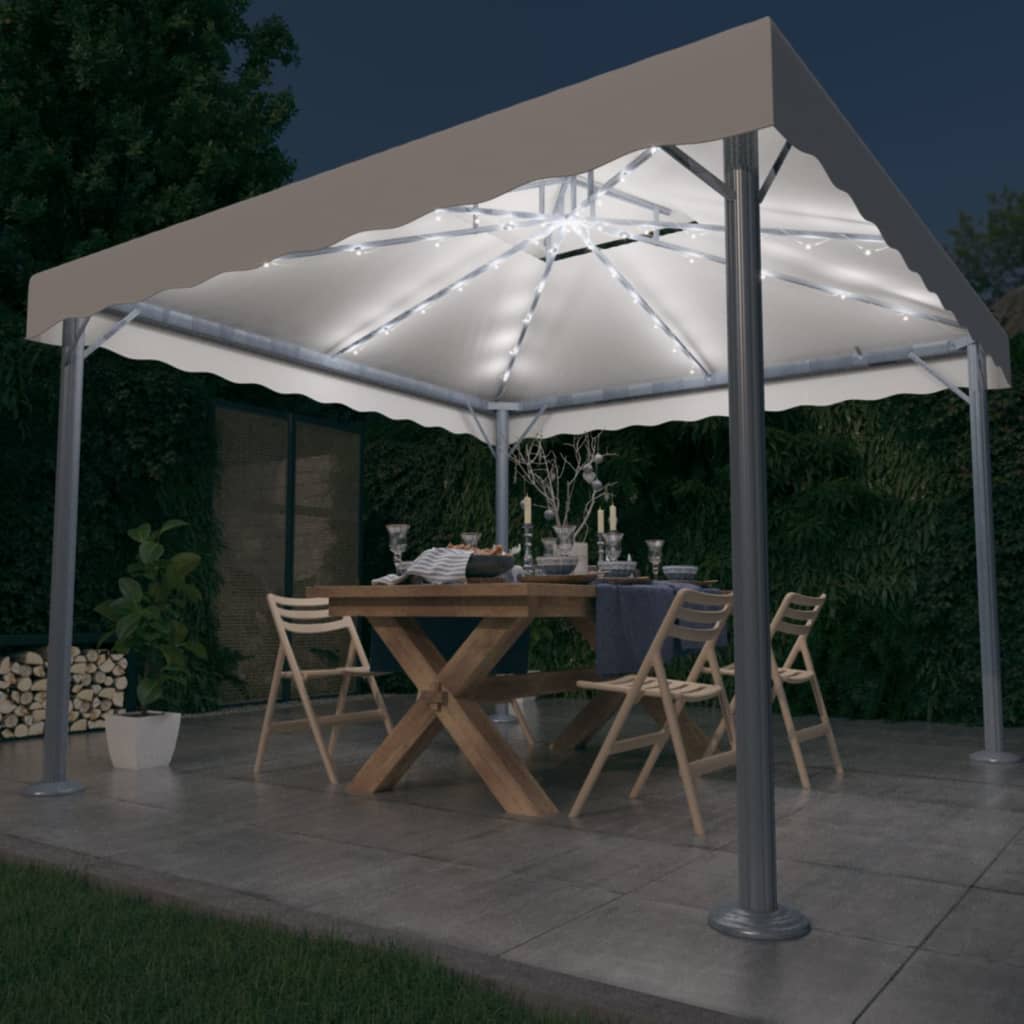 Tonnelle avec guirlande lumineuse LED 300x300 cm aluminium crème