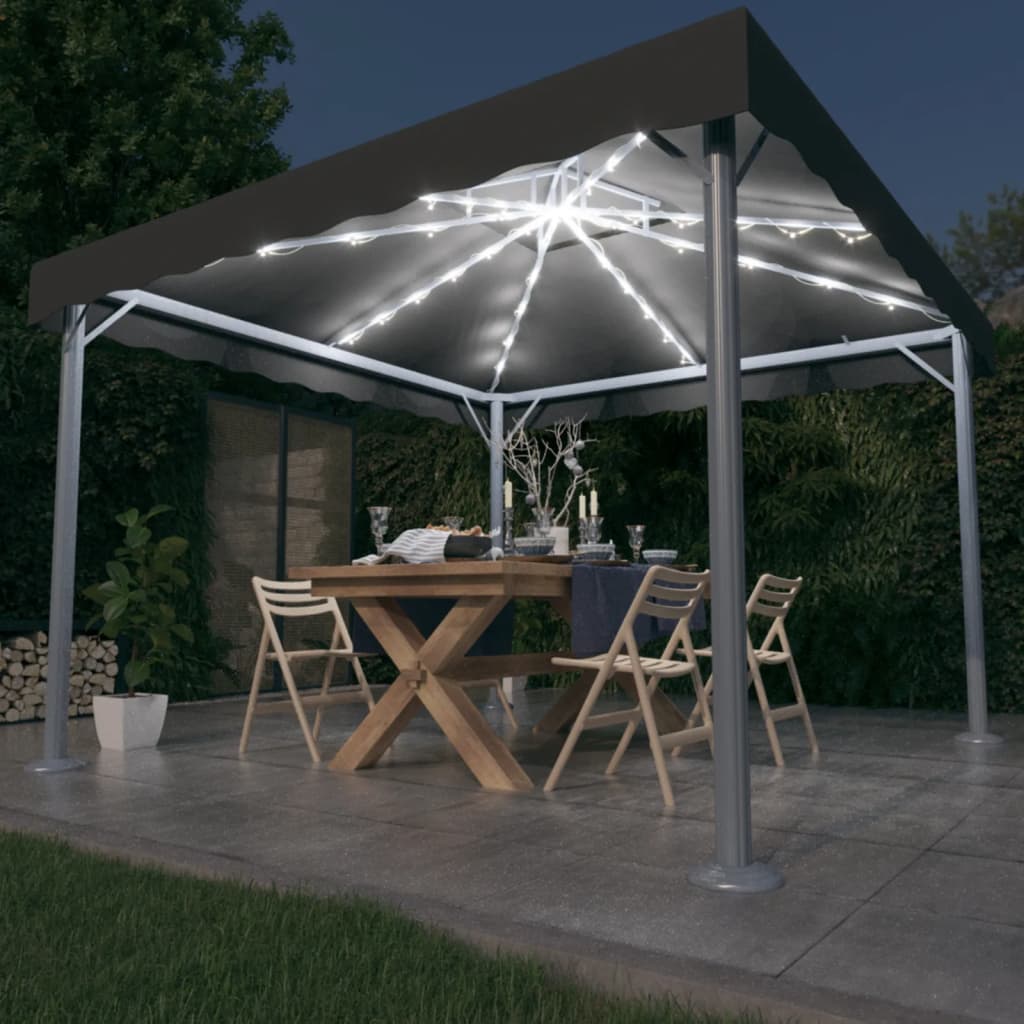 Tonnelle avec guirlande lumineuse LED 300x300 cm aluminium crème