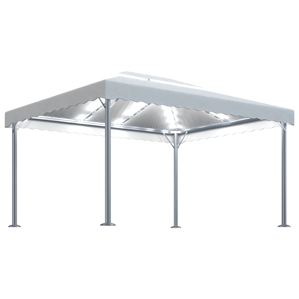 Prieel met LED-lichtslinger 400x300 cm aluminium crèmekleurig