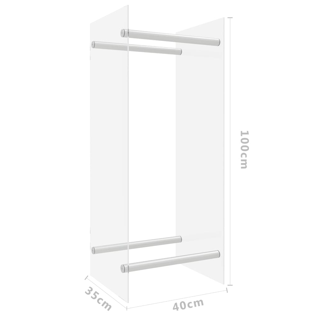 Support à bois de cheminée 80x35x100 cm verre trempé transparent