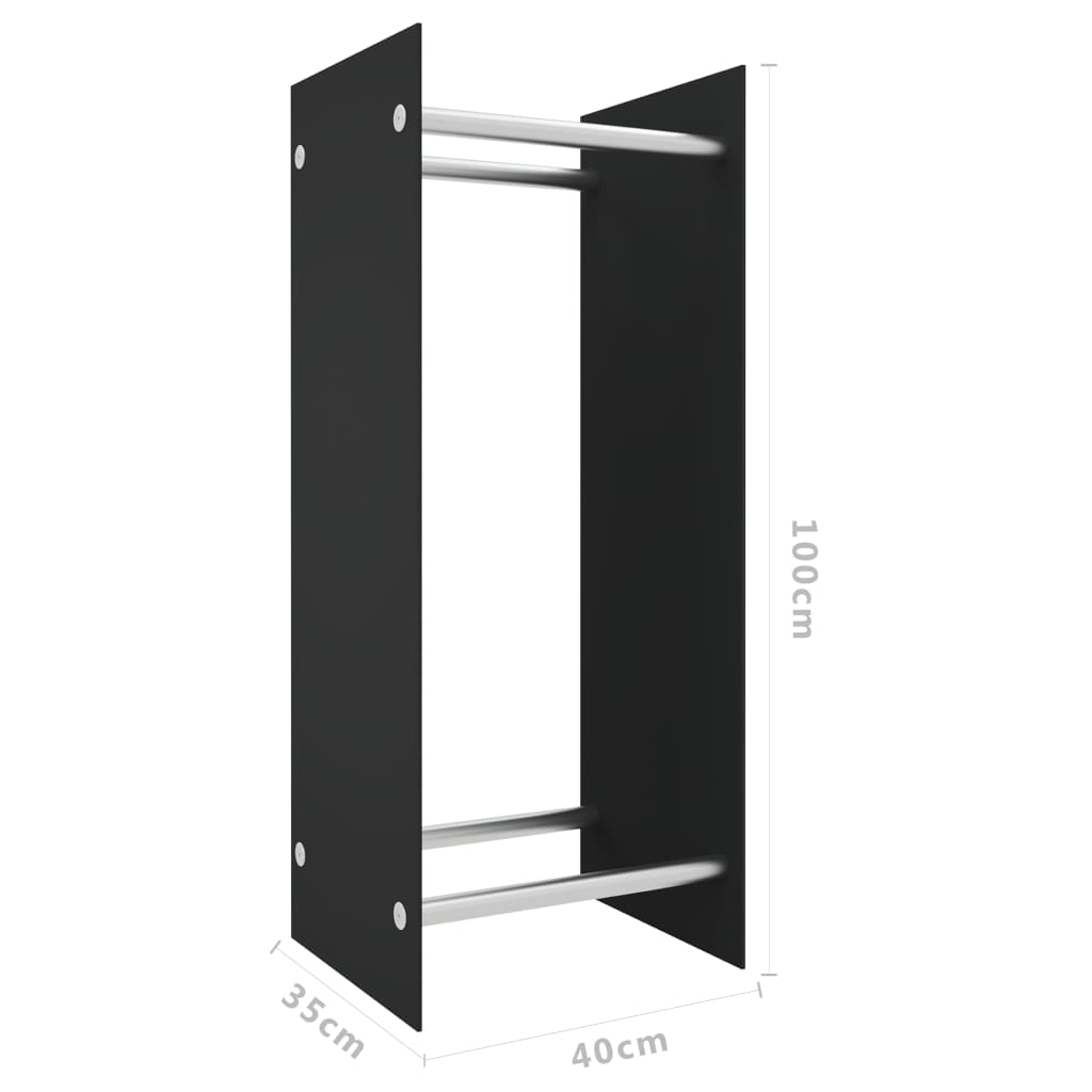 Support à bois de cheminée 80x35x100 cm verre trempé transparent