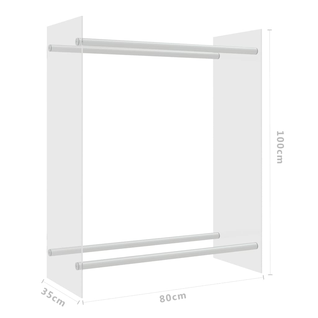 Support à bois de cheminée 80x35x100 cm verre trempé transparent