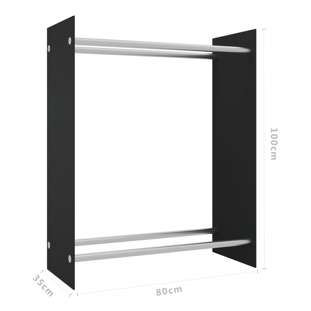 Support à bois de cheminée 80x35x100 cm verre trempé transparent