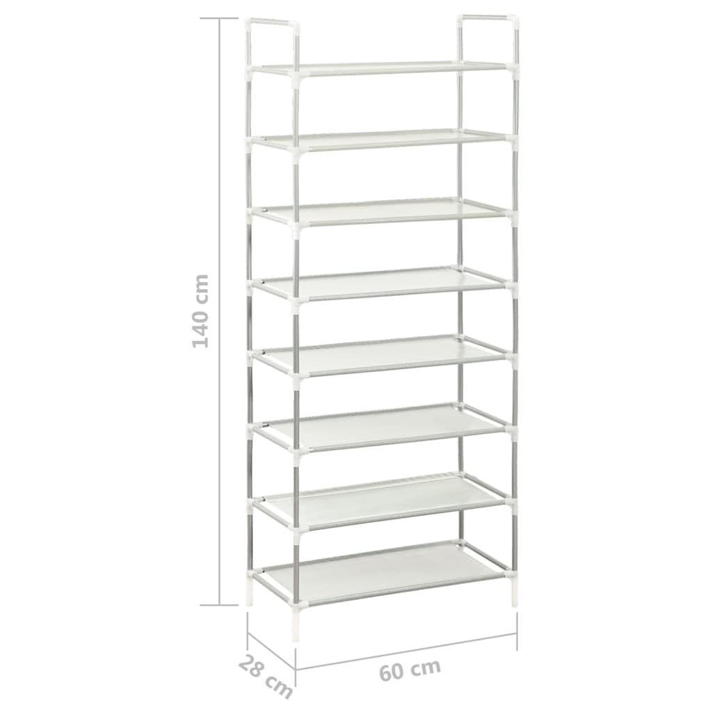 Meuble à chaussures avec 4 étagères en métal et tissu intissé