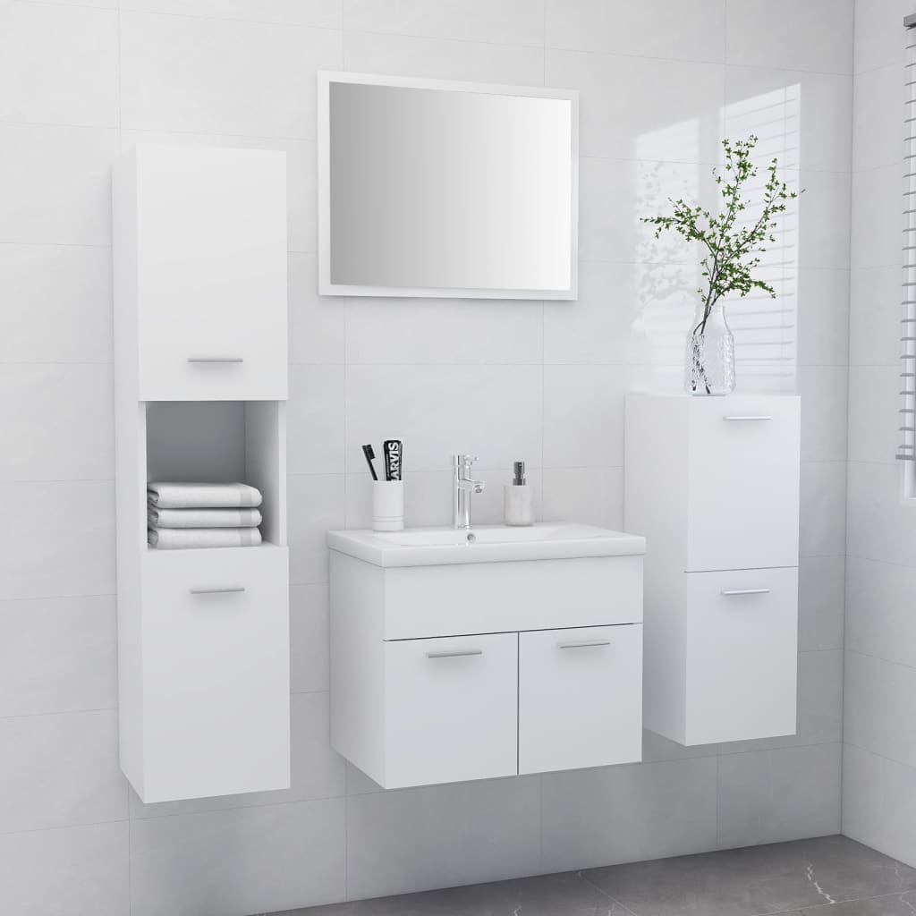 Ensemble de meubles de salle de bain en bois fini blanc brillant