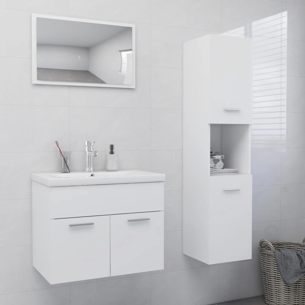 Ensemble de meubles de salle de bain en bois fini blanc brillant