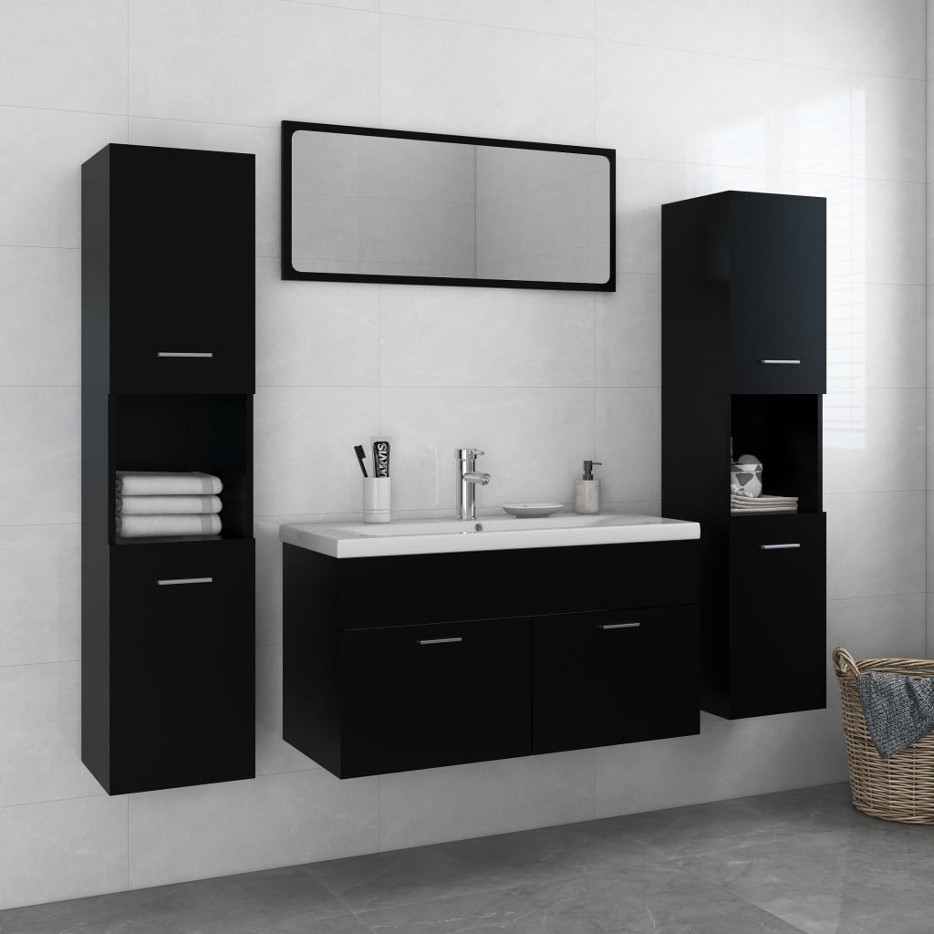 Ensemble de meubles de salle de bain fini bois noir