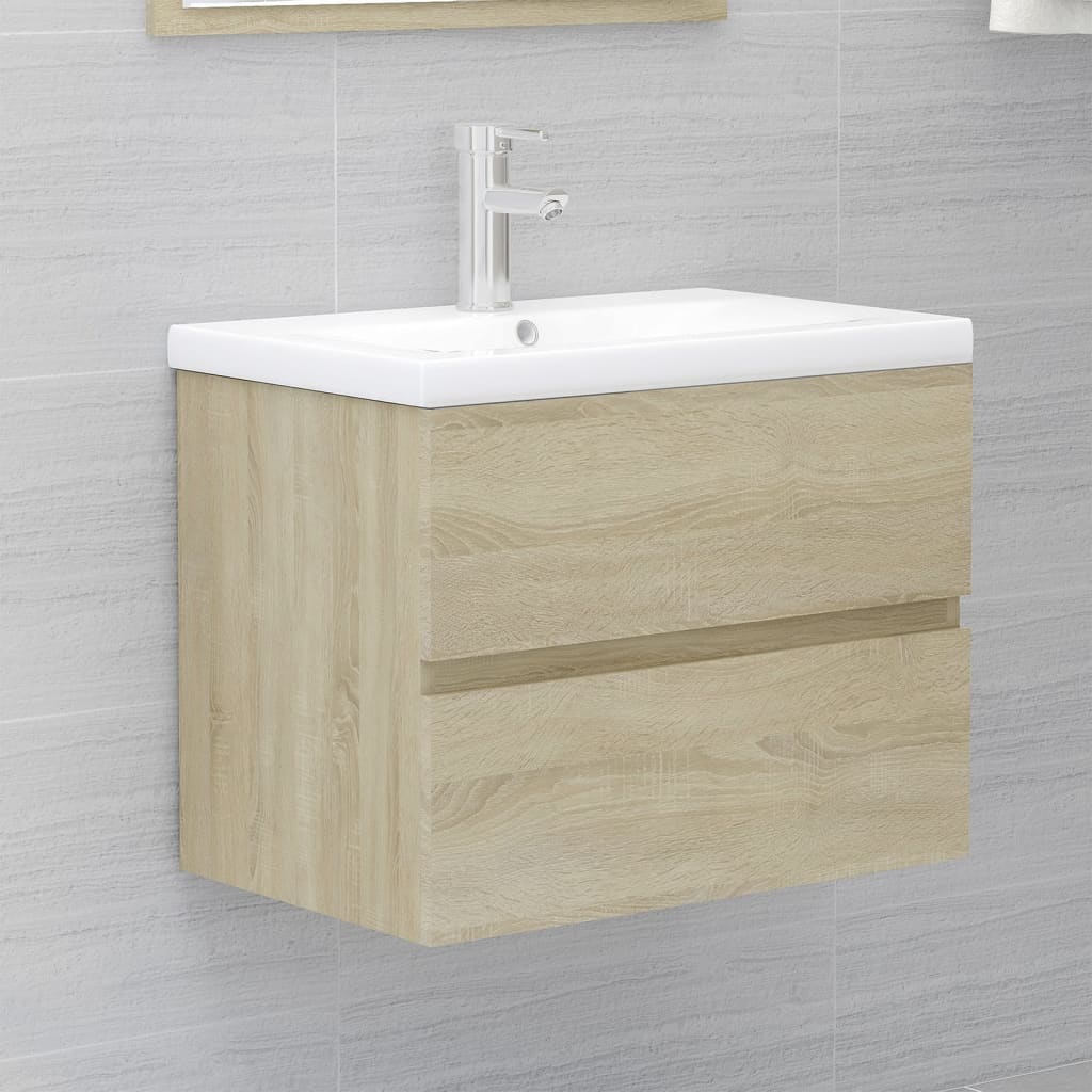 Ensemble de meubles de salle de bain en bois couleur chêne