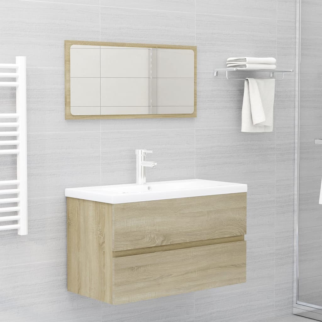 Ensemble de meubles de salle de bain en bois couleur chêne