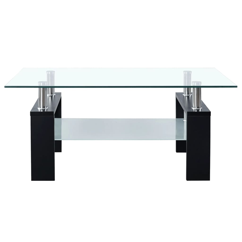 Table basse 95x55x40 cm verre trempé transparent et