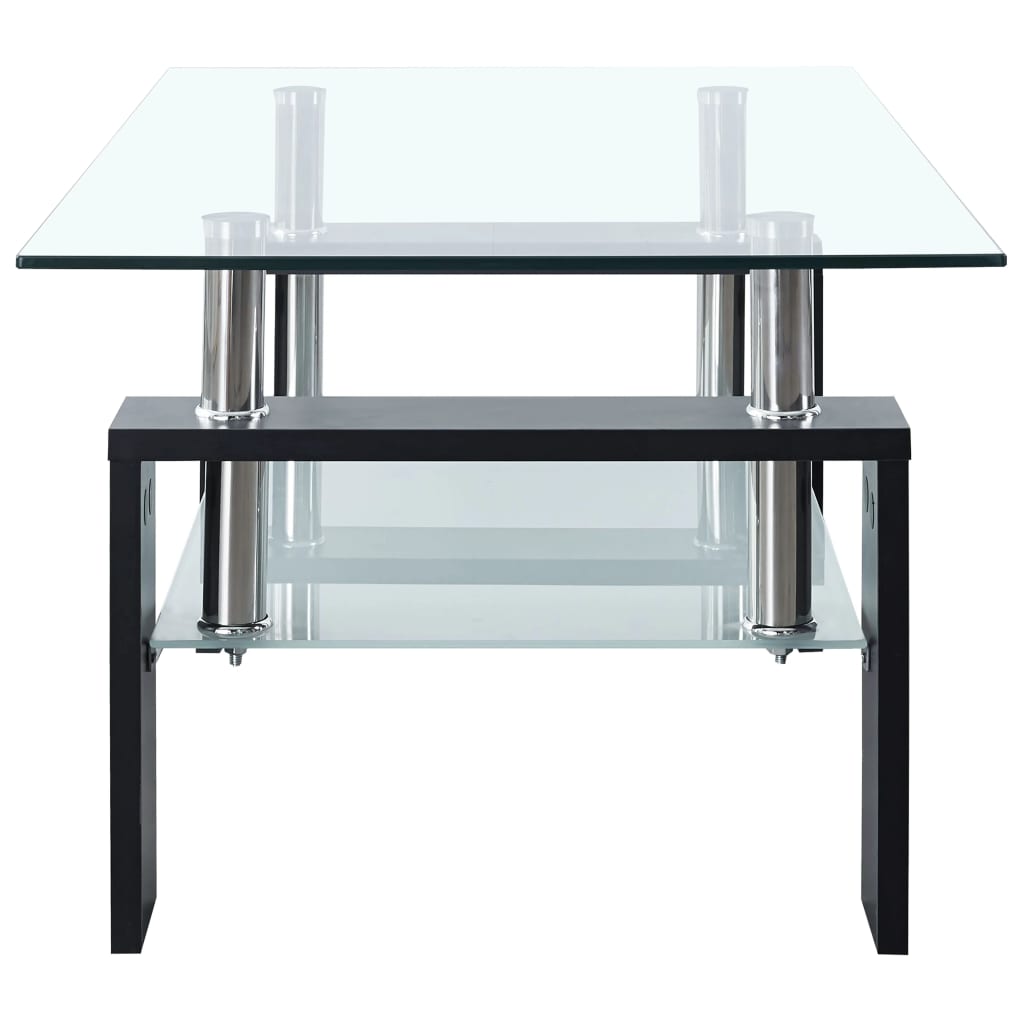 Table basse 95x55x40 cm verre trempé transparent et