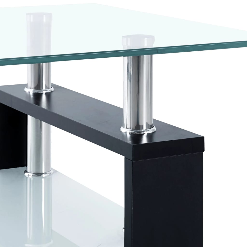 Table basse 95x55x40 cm verre trempé transparent et