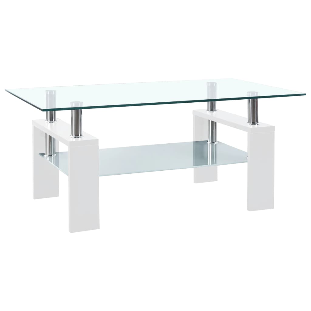 Table basse 95x55x40 cm verre trempé transparent et