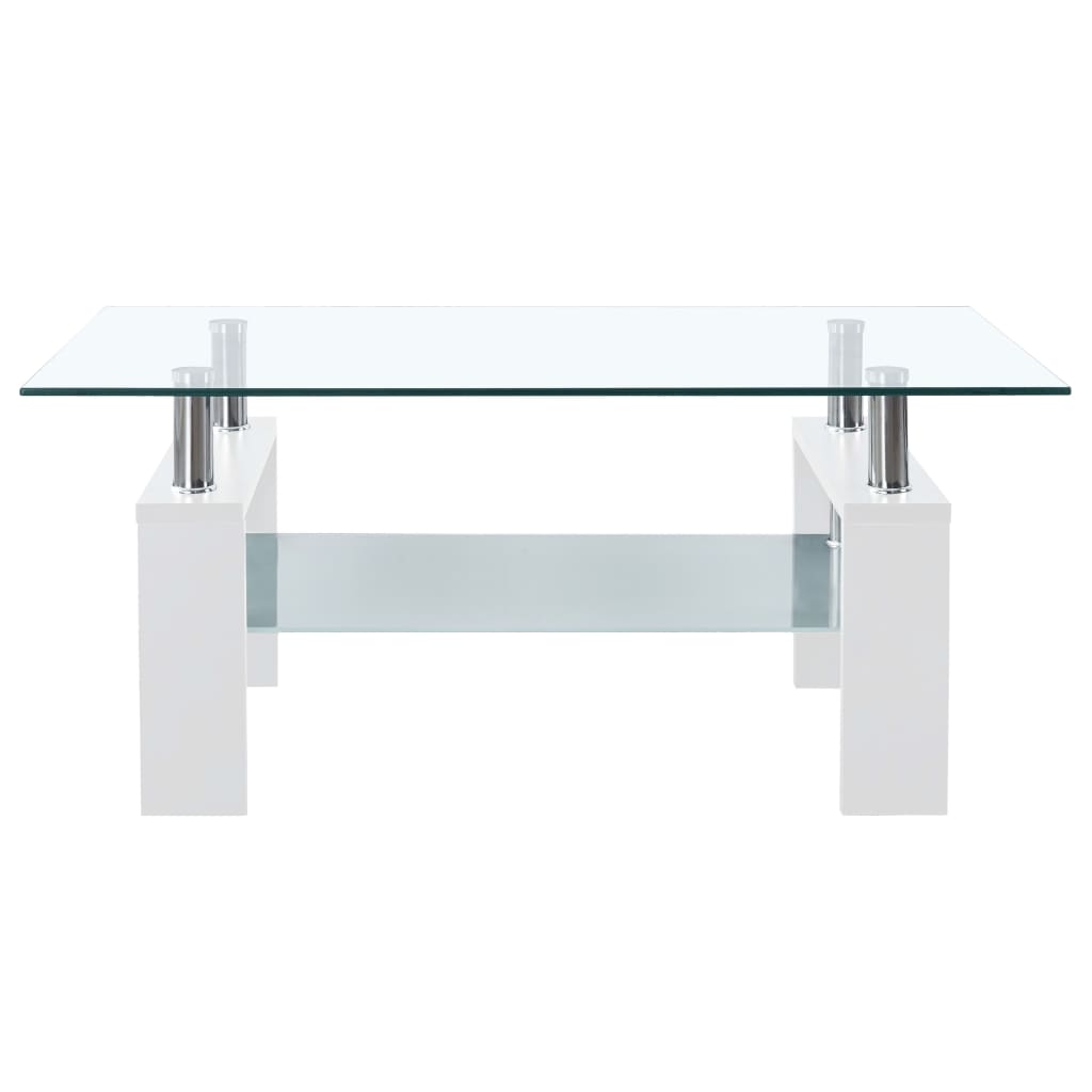 Table basse 95x55x40 cm verre trempé transparent et