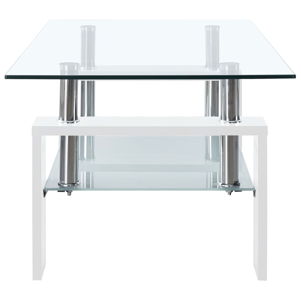 Table basse 95x55x40 cm verre trempé transparent et