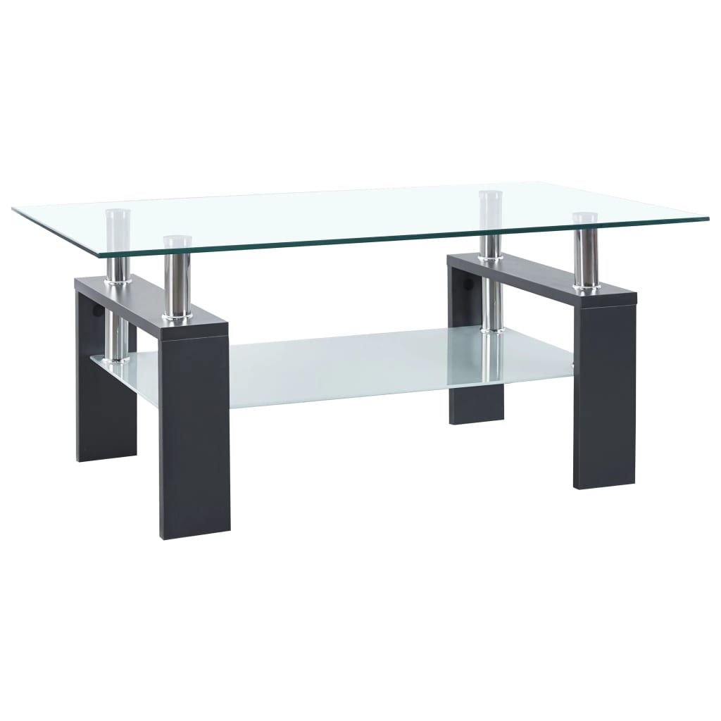 Table basse 95x55x40 cm verre trempé transparent et