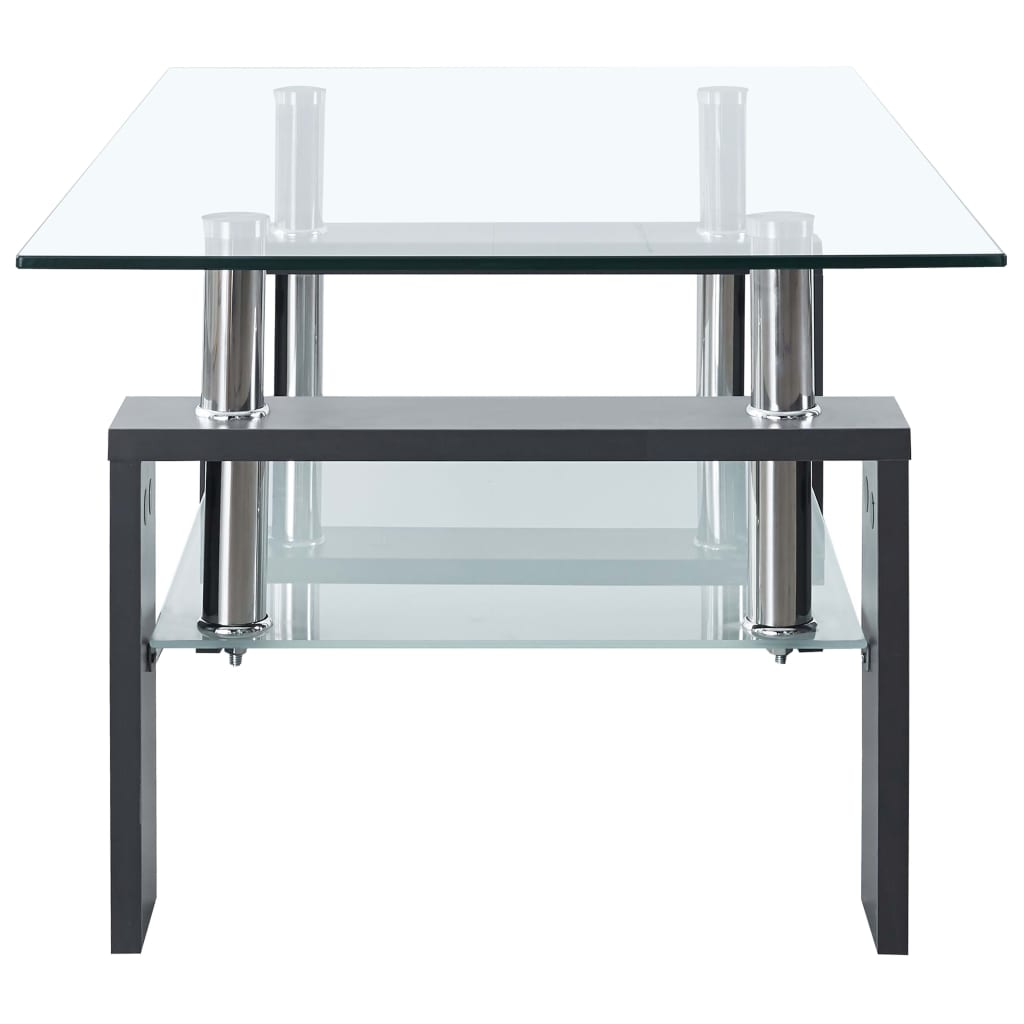 Table basse 95x55x40 cm verre trempé transparent et