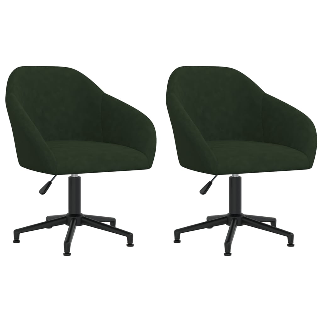 Chaises de salle à manger pivotantes 2 pcs velours vert foncé