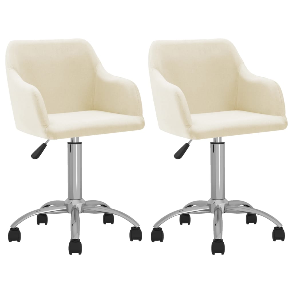 Chaises de salle à manger 2 pcs pivotantes en tissu couleur crème