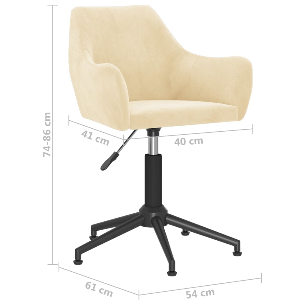 Chaises de salle à manger pivotantes 2 pcs velours couleur crème