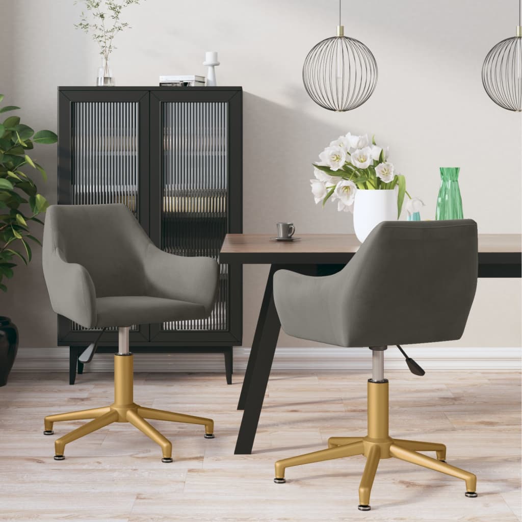 Chaises de salle à manger pivotantes 4 pcs velours gris foncé