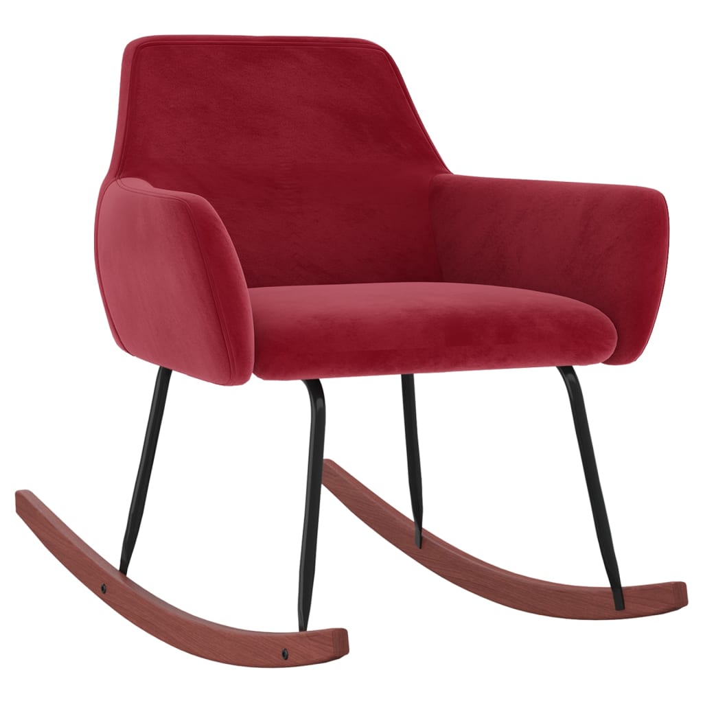 Rocking chair velours rouge vin