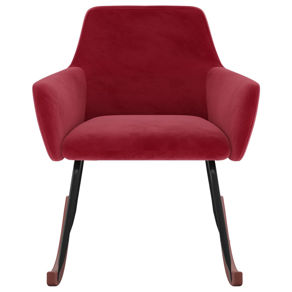 Rocking chair velours rouge vin