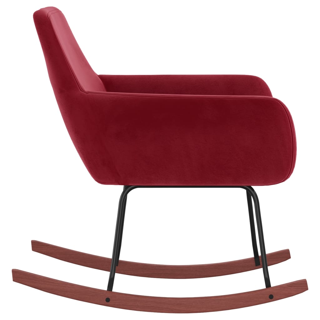 Rocking chair velours rouge vin