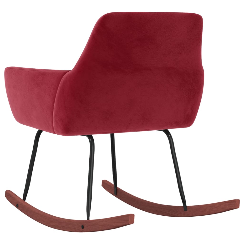 Rocking chair velours rouge vin