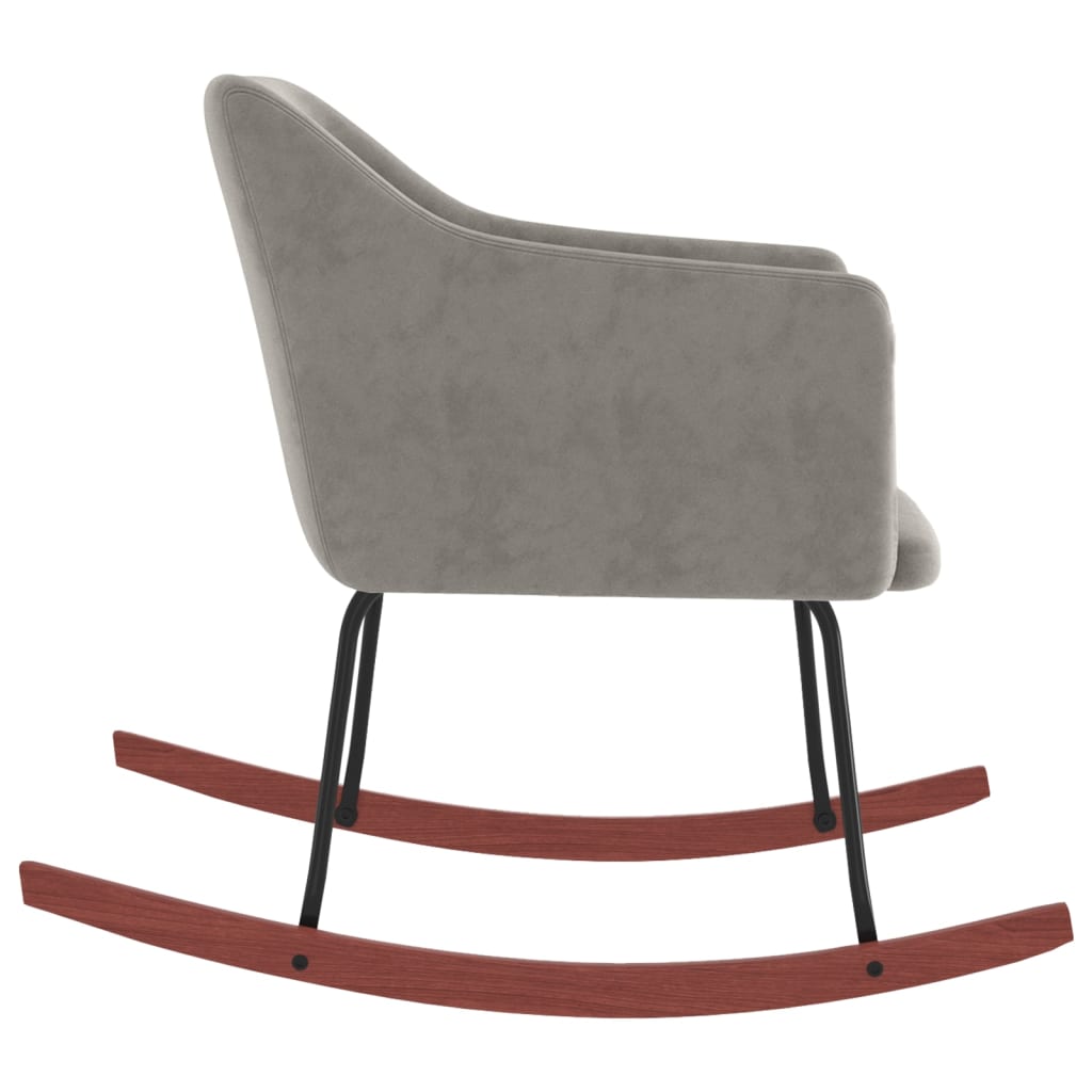 Rocking chair velours gris clair