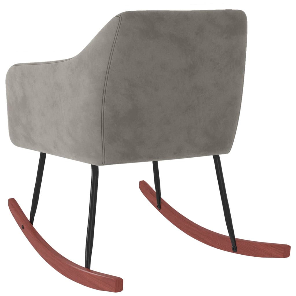 Rocking chair velours gris clair