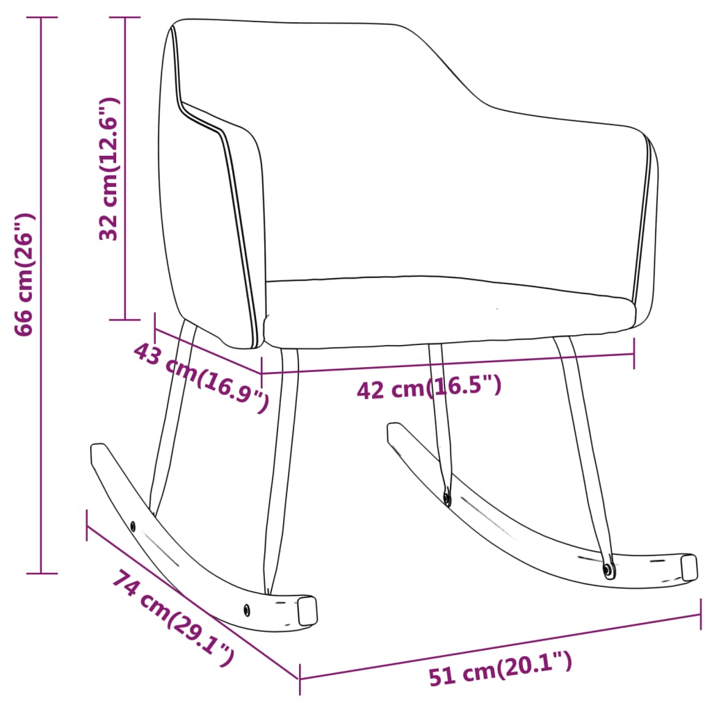 Rocking chair velours gris clair