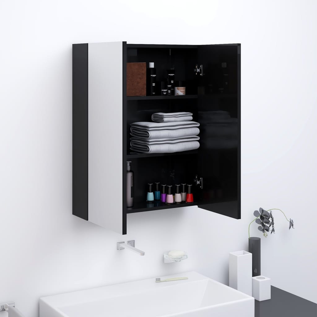 Meuble de salle de bain avec miroir 60x15x75 cm MDF