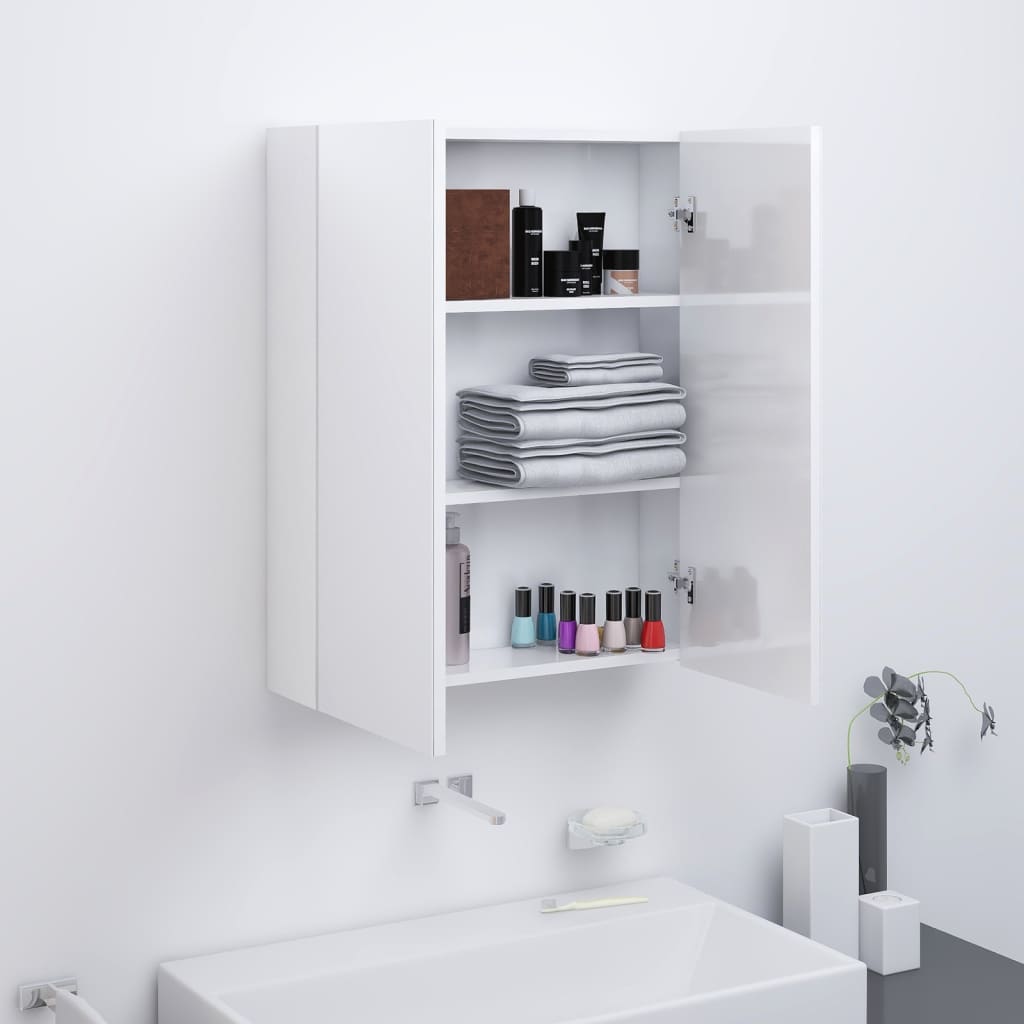 Meuble de salle de bain avec miroir 60x15x75 cm MDF