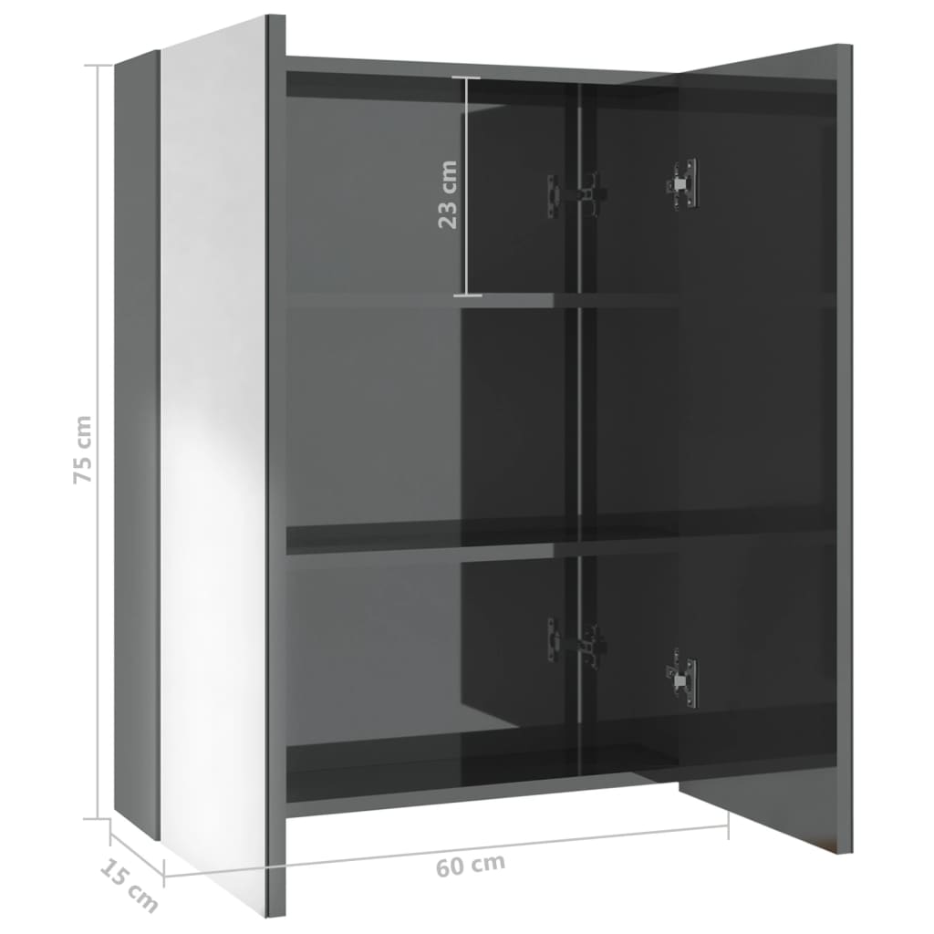 Badkamerkast met spiegel 60x15x75 cm MDF