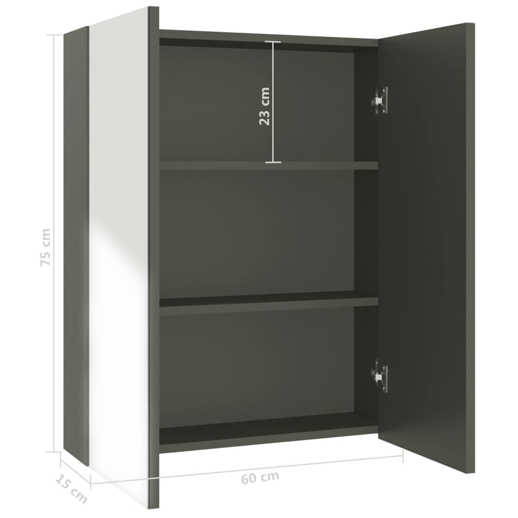 Badkamerkast met spiegel 60x15x75 cm MDF