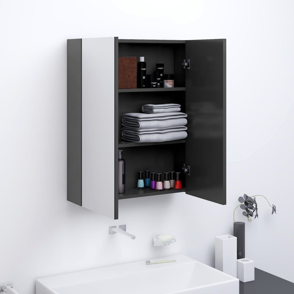 Meuble de salle de bain avec miroir 60x15x75 cm MDF