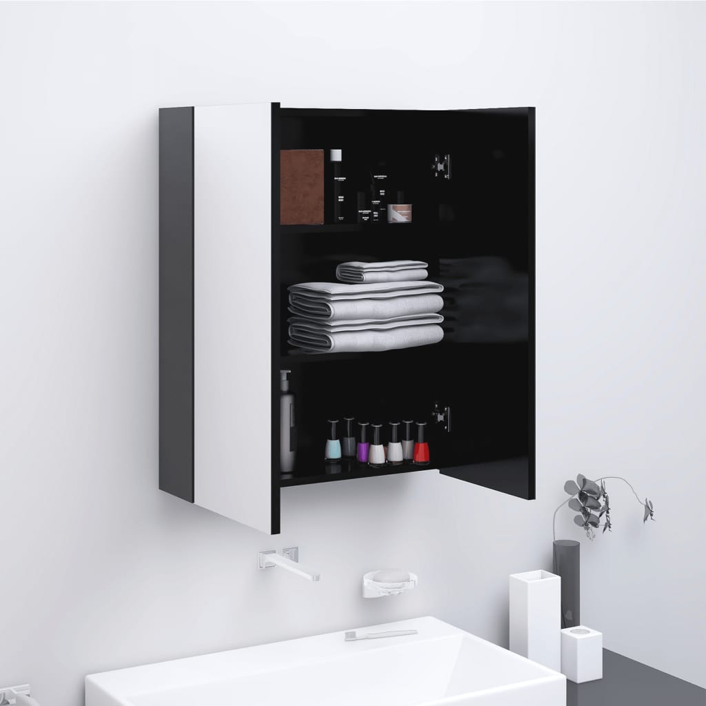 Meuble de salle de bain avec miroir 60x15x75 cm MDF