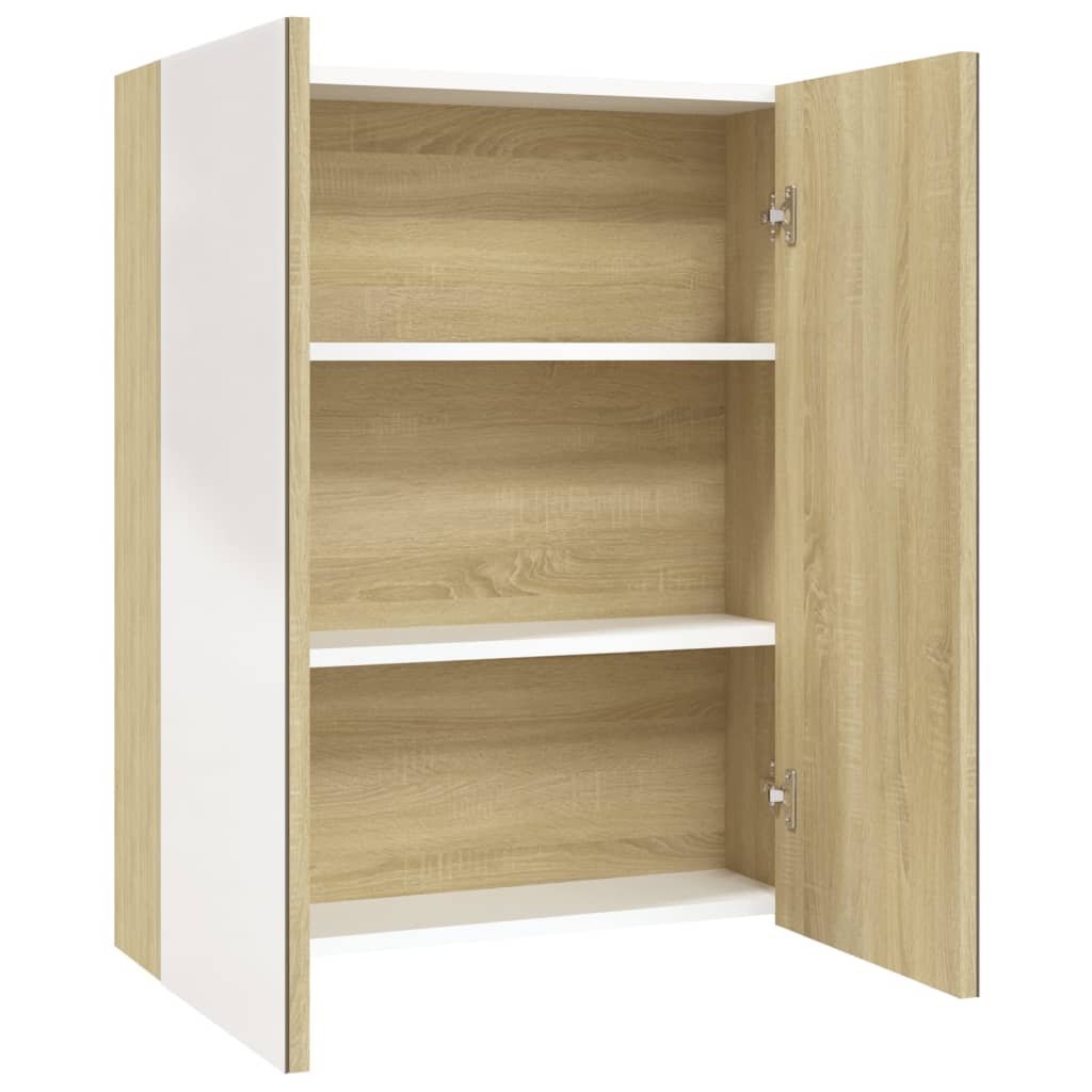 Meuble de salle de bain avec miroir 60x15x75 cm MDF