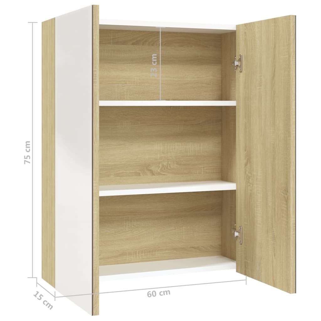 Meuble de salle de bain avec miroir 60x15x75 cm MDF