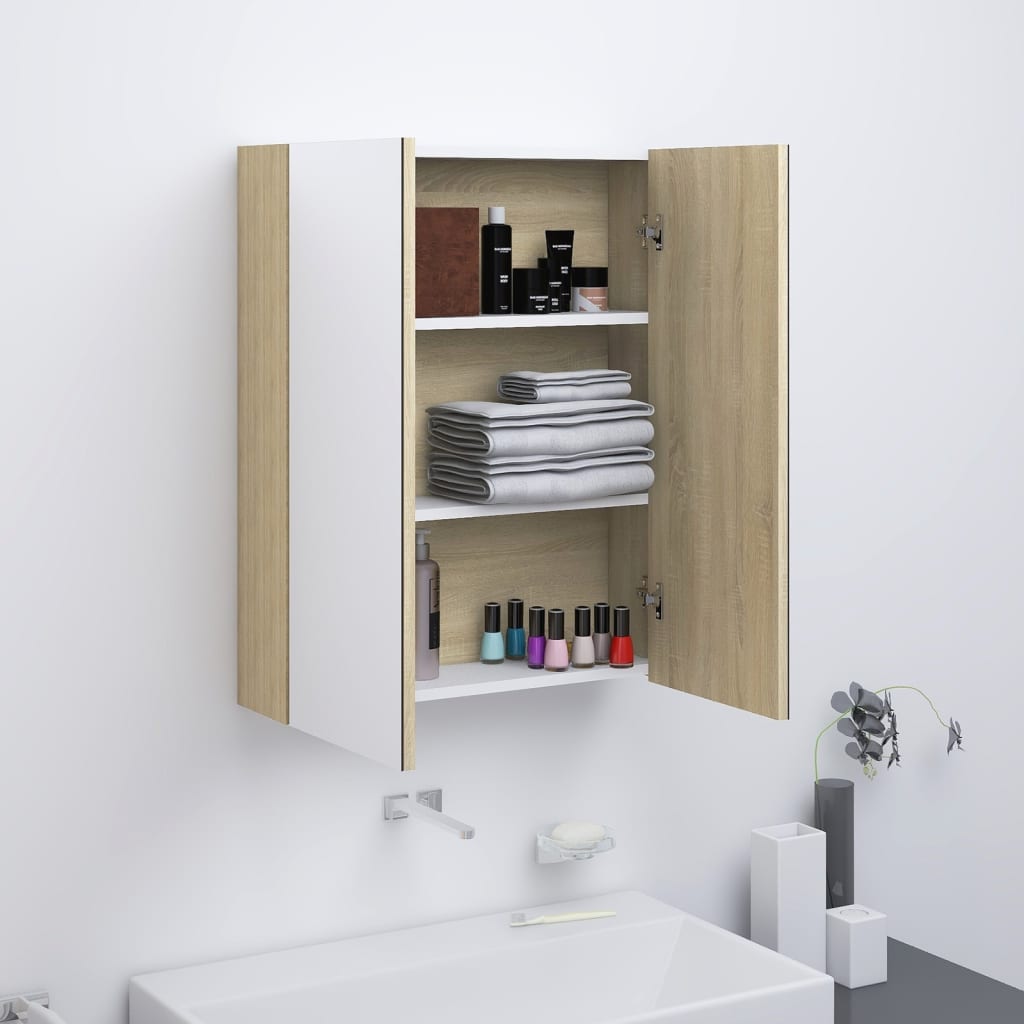 Meuble de salle de bain avec miroir 60x15x75 cm MDF