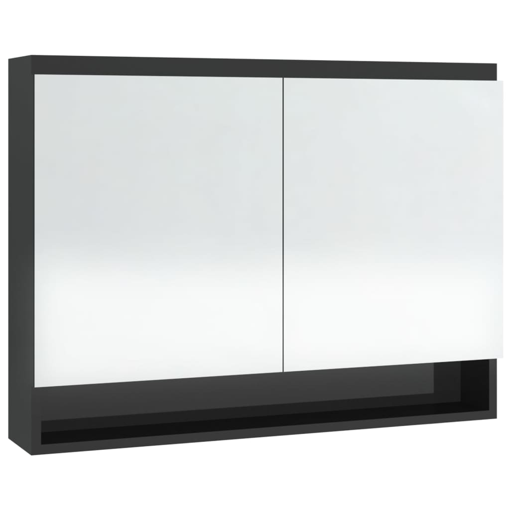 Meuble de salle de bain avec miroir 80x15x60 cm MDF anthracite